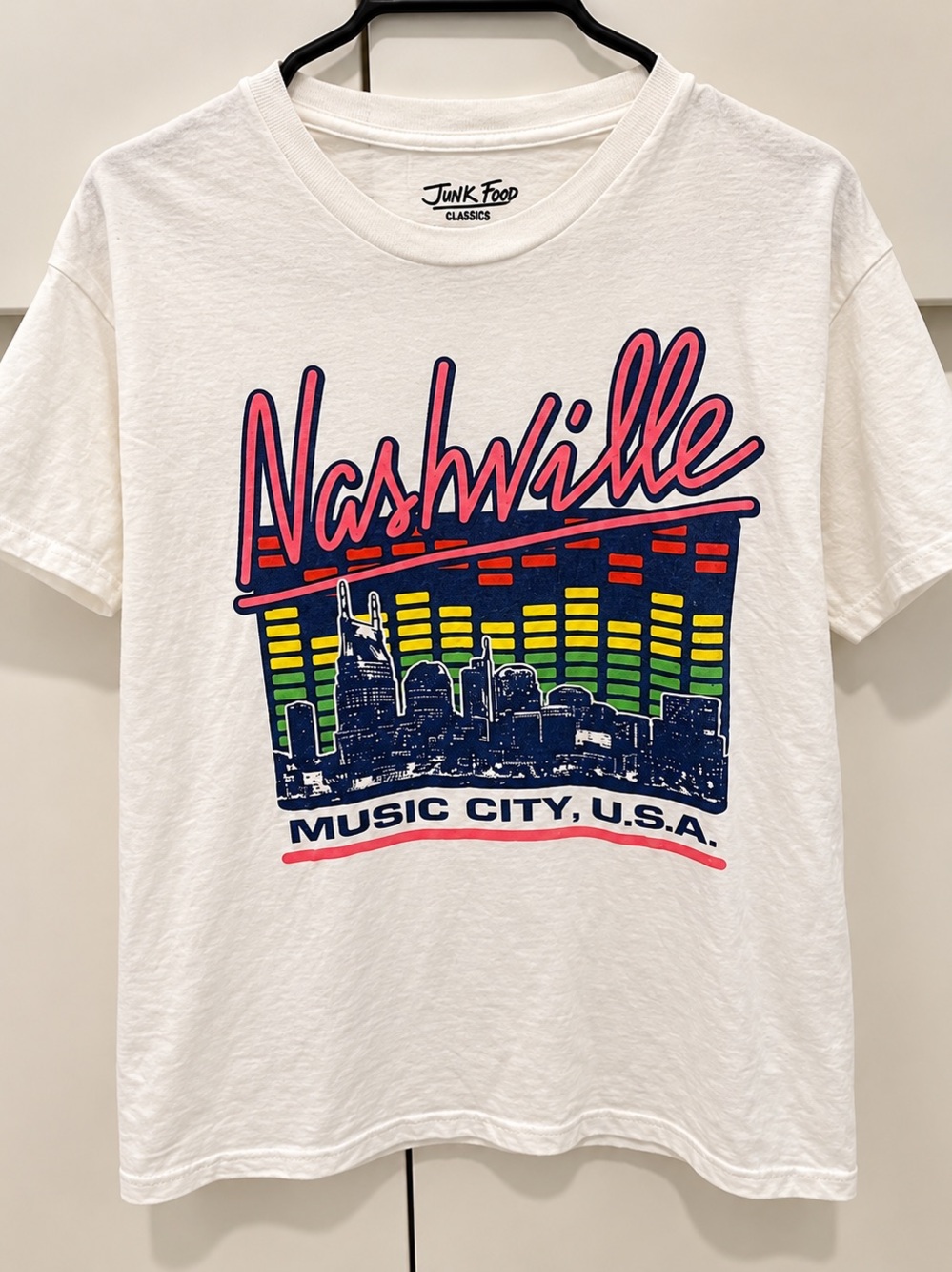 Junk Food Clothing White Nashville Music City Graphic Tee